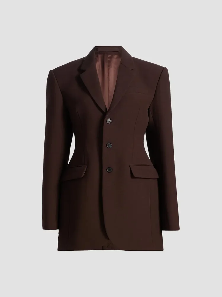 Longline Wool Tailored-Fit Blazer