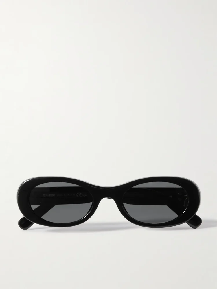 Miu Miu Oval-Frame Acetate Sunglasses in Black
