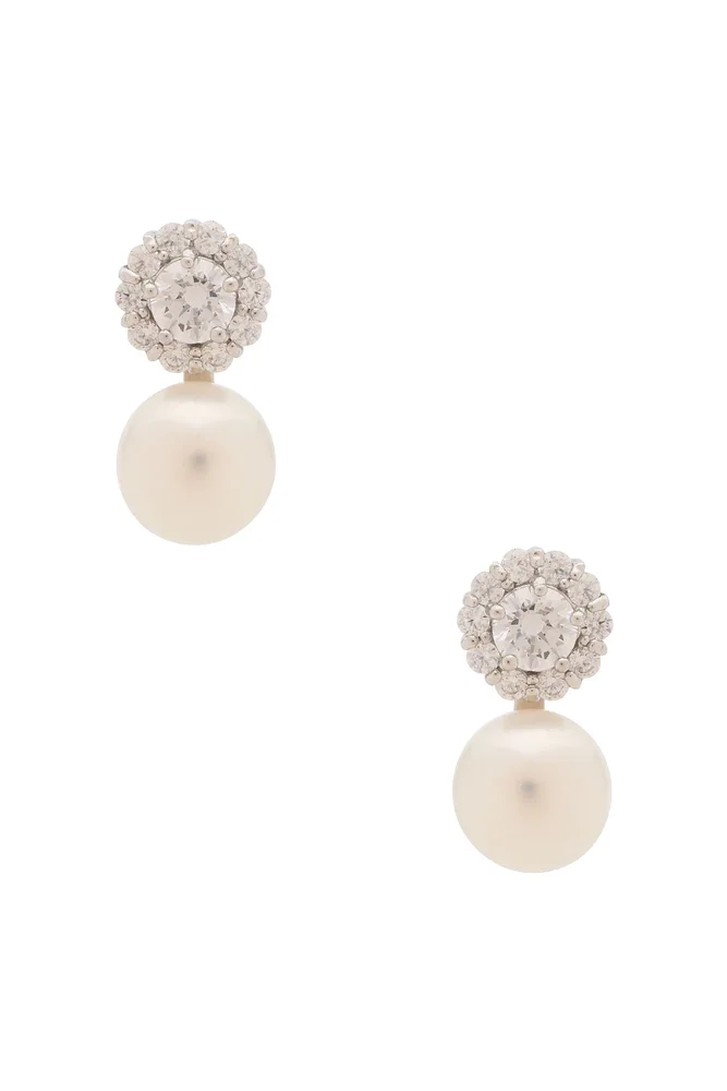 Sparkling Heart Halo Stud Earrings