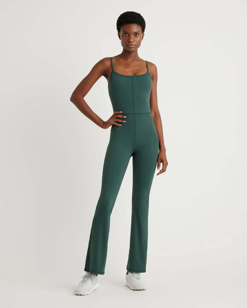 Ultra-Form Kick Flare Jumpsuit in Forest Green