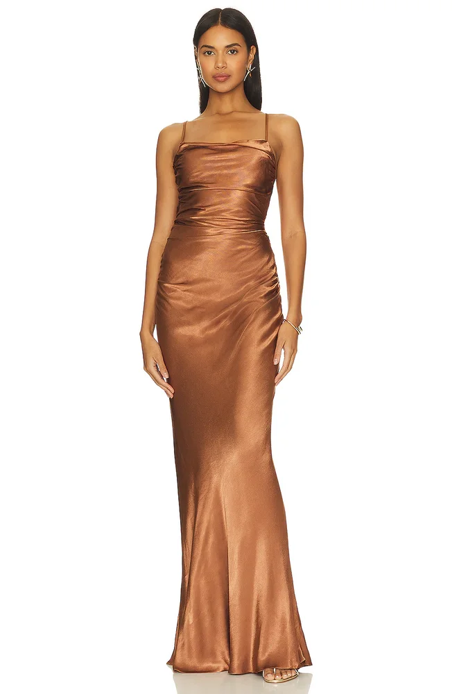 La Lune Ruched Backless Slip Dress