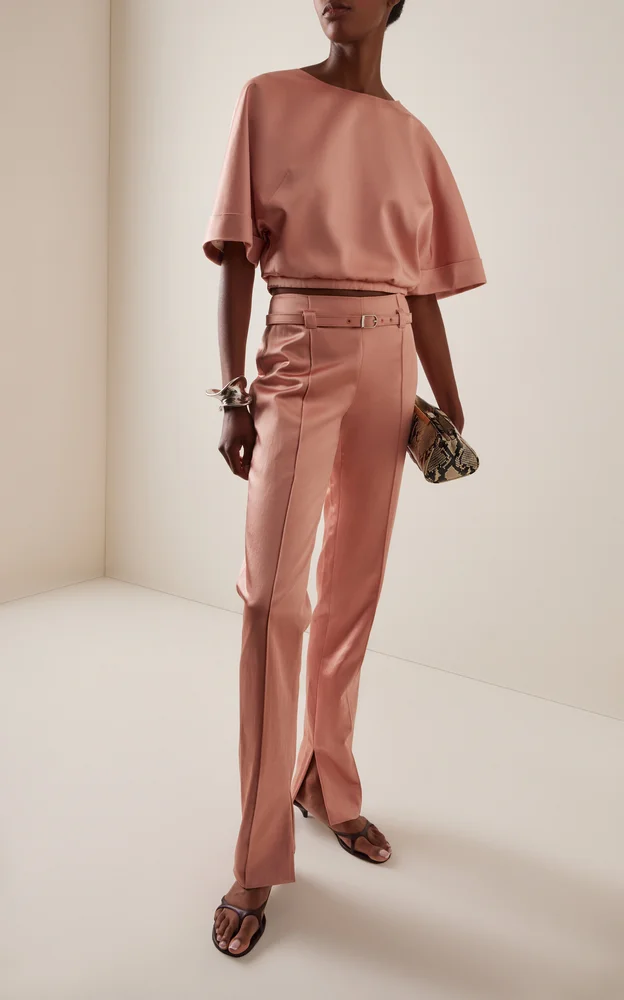 Lisa Cotton-Blend Satin Pants