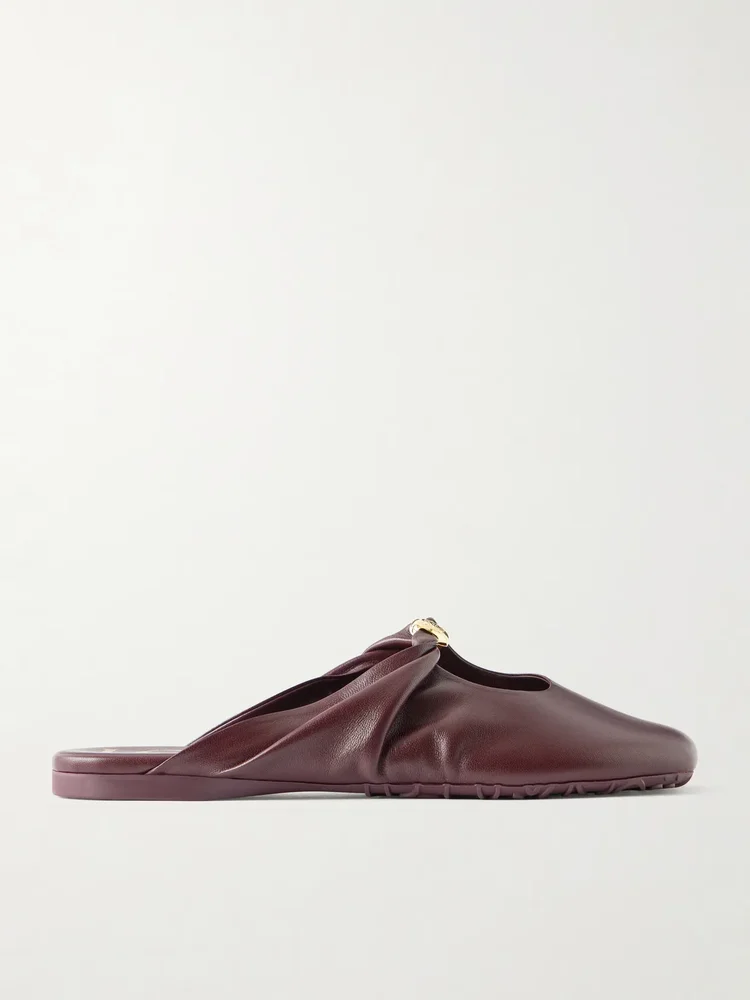 Pebble embellished leather mules