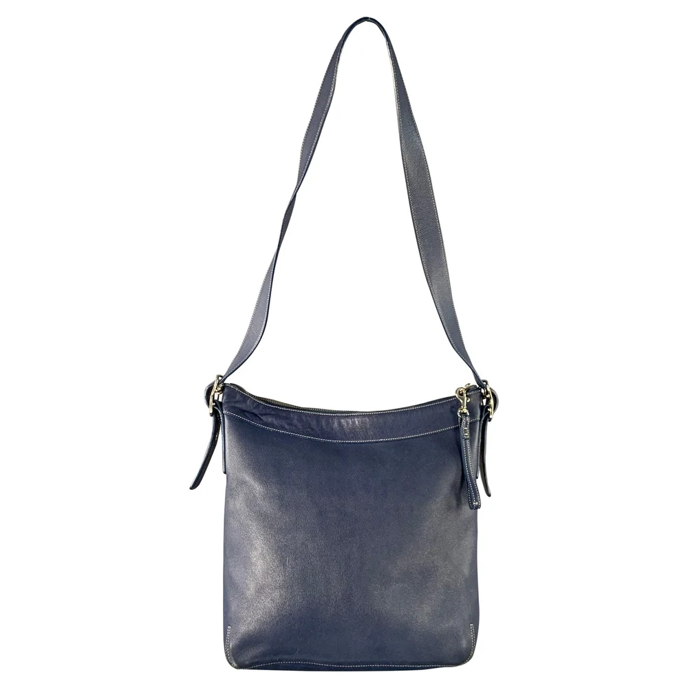 Pre-Owned Vintage Blue Leather Crossbody Bag