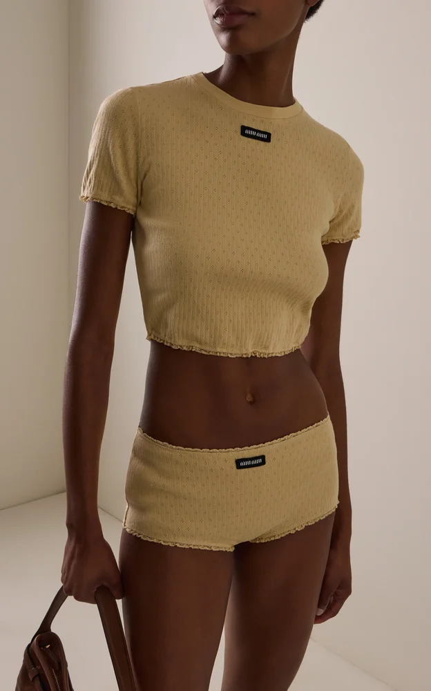 Pointelle-Knit Cotton Baby Tee