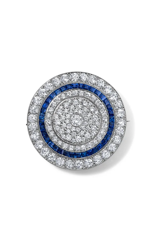 Celestial Convertible Platinum Diamond and Sapphire Brooch