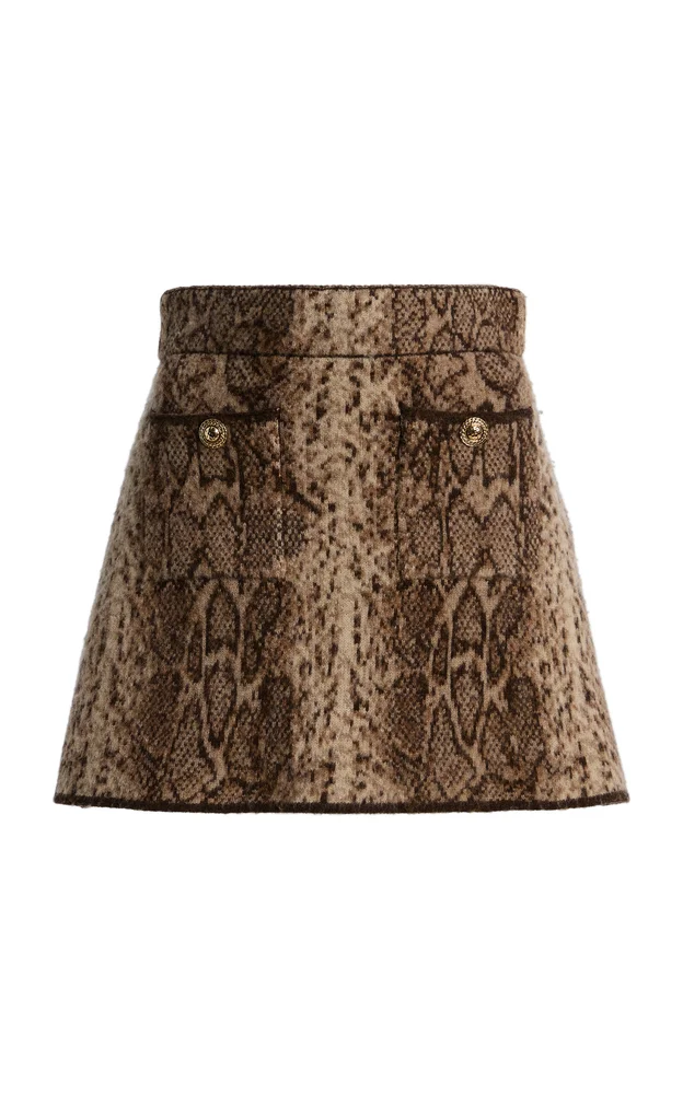 Dayton Snake-Print Wool Mini Skirt