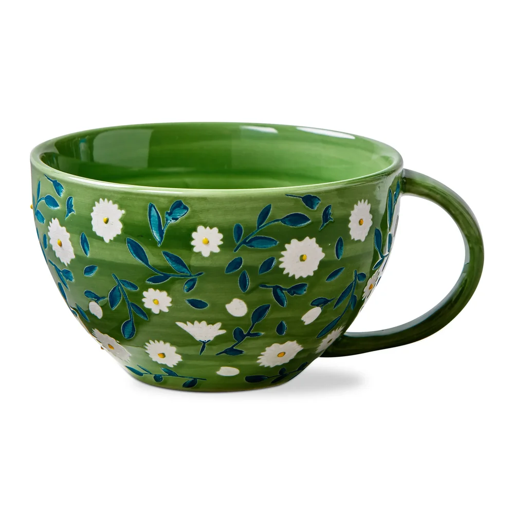 Louise Latte Mug Green Ceramic Everyday 14 Oz