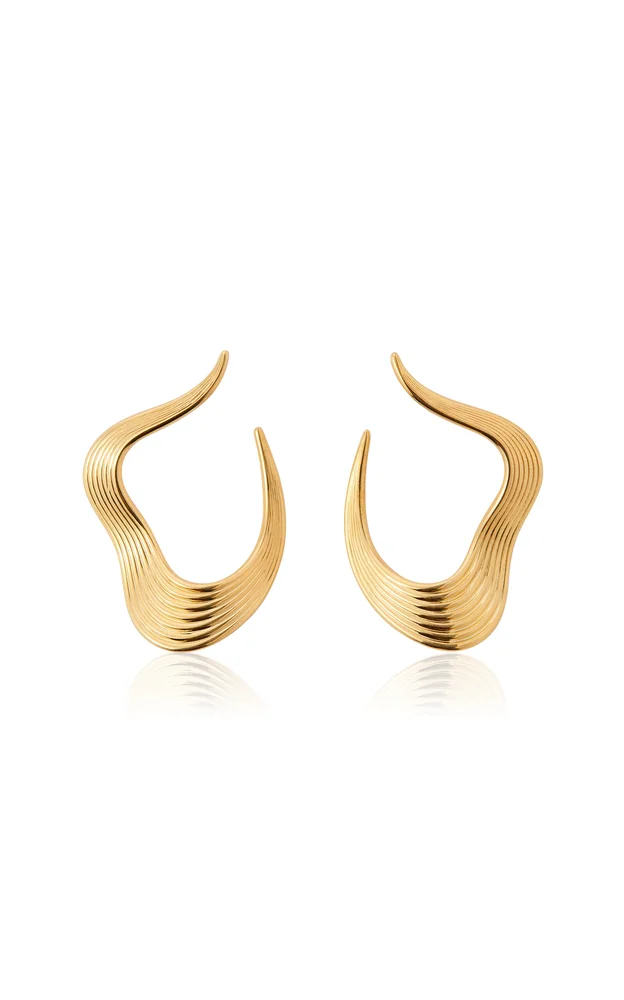 Stream Lines 18K Yellow Gold Earrings