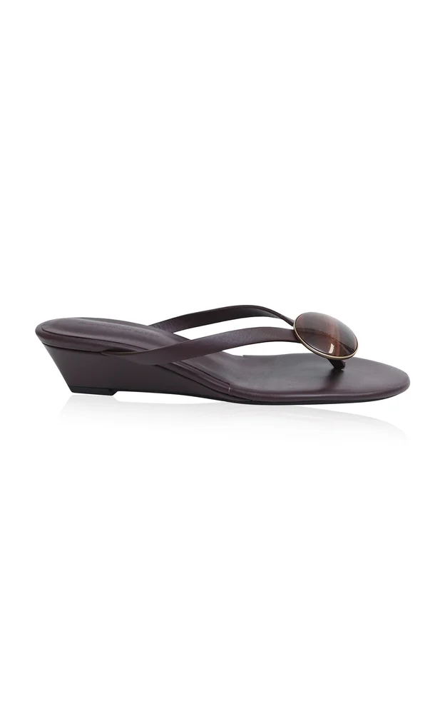 Aura Quartz Leather Wedge Sandals