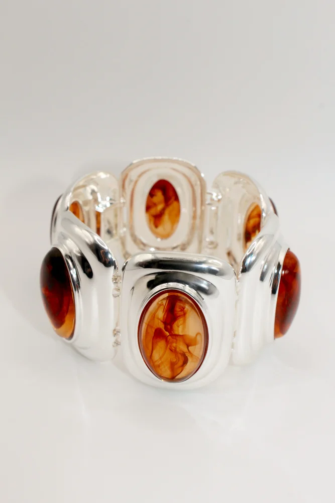Fifth Avenue Flame Statement Bracelet in Amber & Silver
