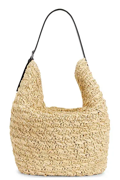 Belted Raffia Tote Bag