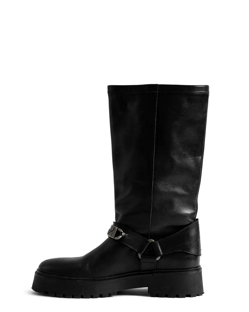 Angie Leather Biker Boots