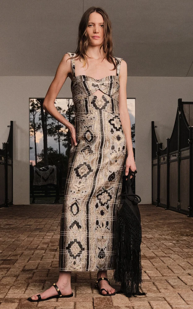 Jacquard Tropicana Column Maxi Dress