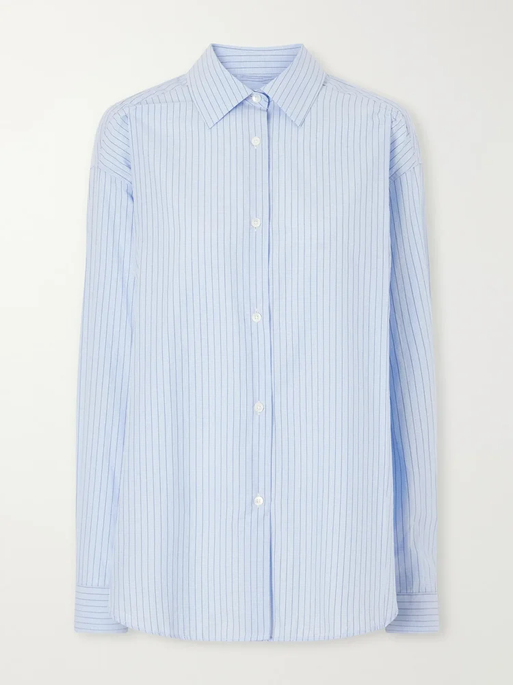 Generous striped cotton-poplin shirt