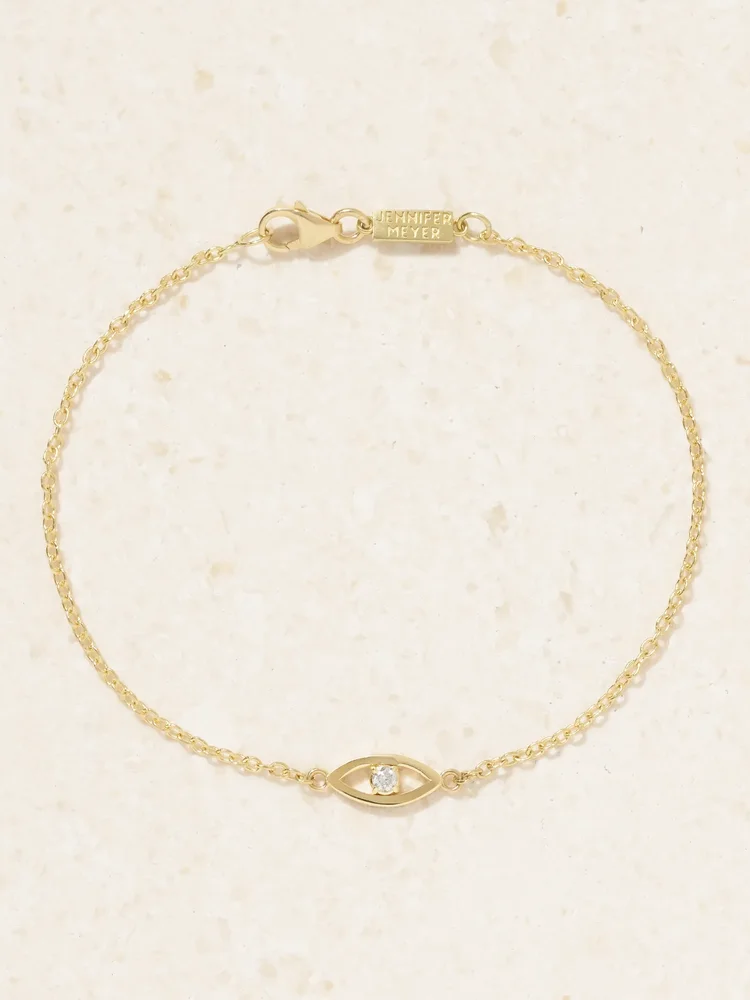 Mini Evil Eye 18-karat gold diamond bracelet