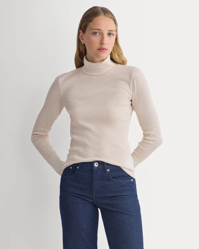 The Luxe Rib Turtleneck | Heathered Oat