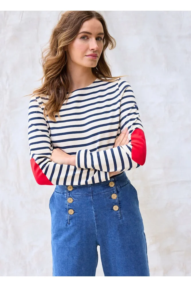 Saint James — VAUJANY Striped Shirt with Heart Elbow Patches