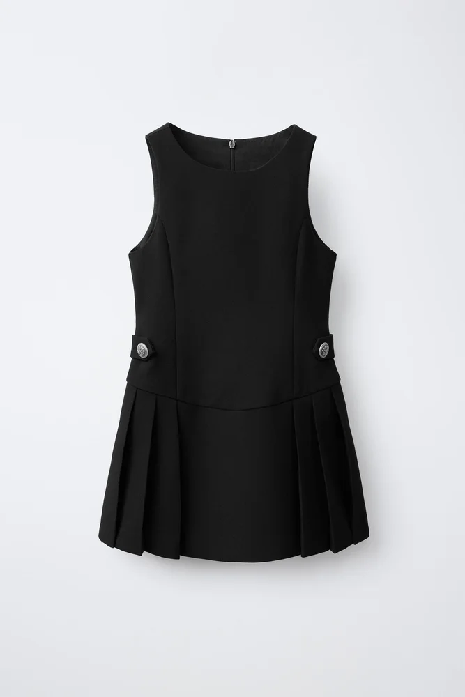 Pleated Detail Dress (Black)