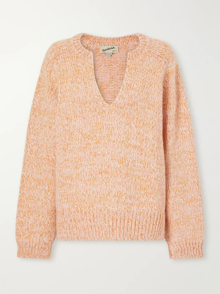 Melange alpaca and wool-blend sweater