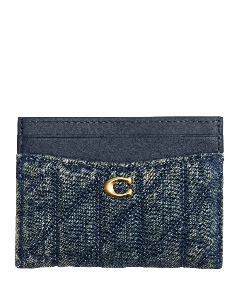 Essential Card Case In Cotton Denim With Quilting