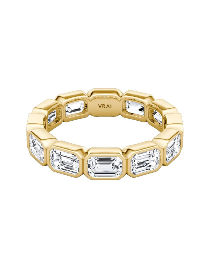 Bezel Eternity Band in 18K Yellow Gold, 3ctw Emerald Lab Created Diamonds