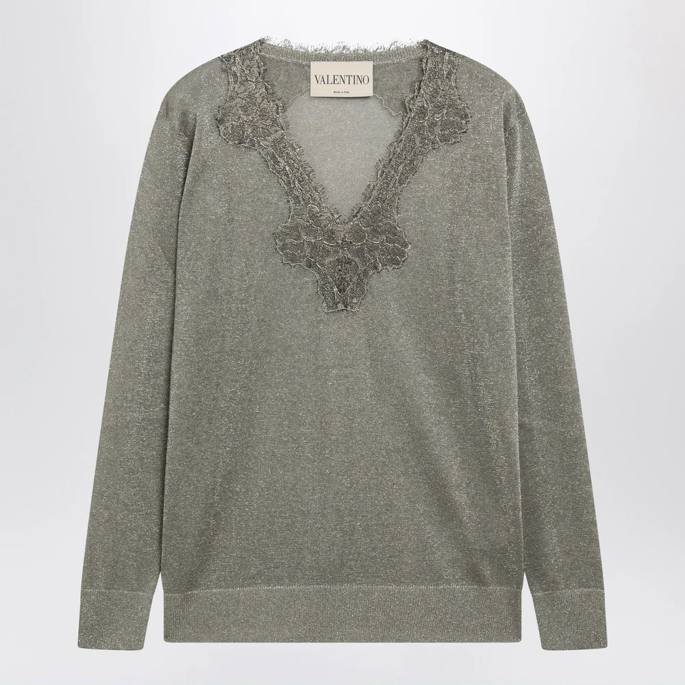 Valentino Garavani Lace-trimmed virgin wool sweater | Phia